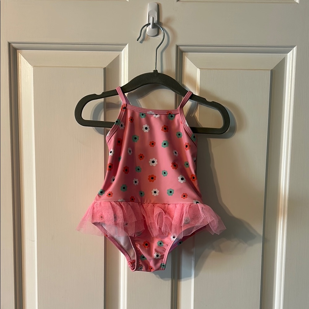 Pink Floral Kids Swim One Piece
